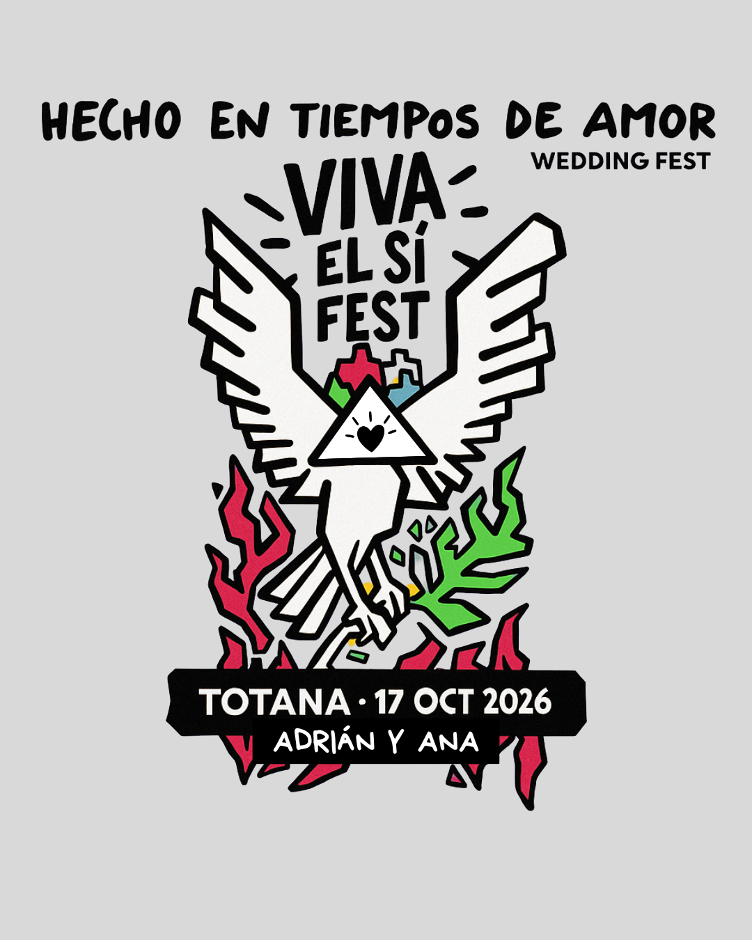 Cartel ilustrado Tiempos de Amor · Ana & Adrián
